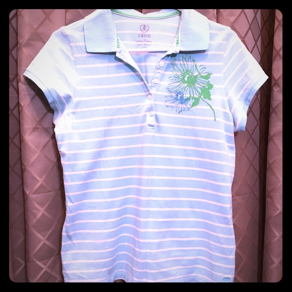 Izod Tops - IZOD Tropical Flowers Striped Polo Shirt Izod Tops - IZOD Tropical Flowers Striped Polo Shirt